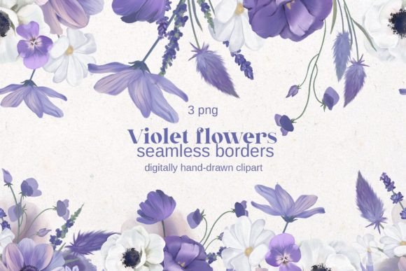Download Violet Flowers Seamless Border PNG - Violet flowers Collection