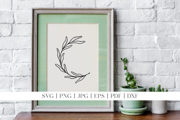 Download Leaf Line Art | Rounded Botanical Design - Botanical Collection