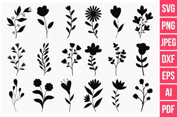Download 18 Wildflowers Svg Hand Drawn, Botanical - Botanical Collection