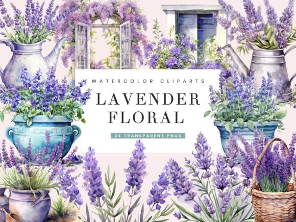Download Watercolor Lavender Floral Clipart - Watercolor lavender Collection