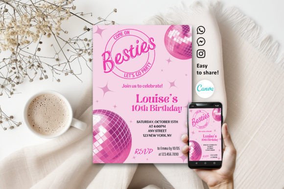 Download Groovy Retro Pink Party Invitation - Invitation Collection