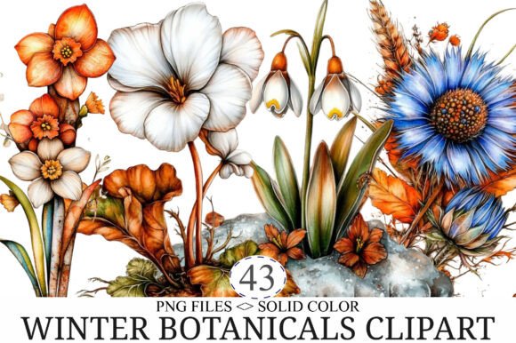 Download Winter Botanicals Watercolor Clipart - Botanical Collection