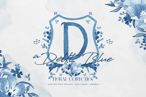 Download Delft Blue Floral Illustration Pack - Illustration Collection