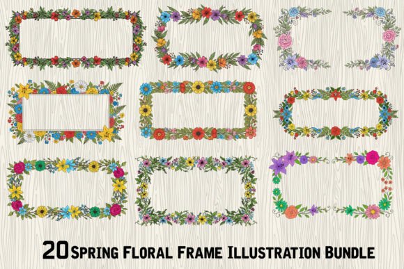 Download Spring Floral Frame Illustration Bundle - Illustration Collection