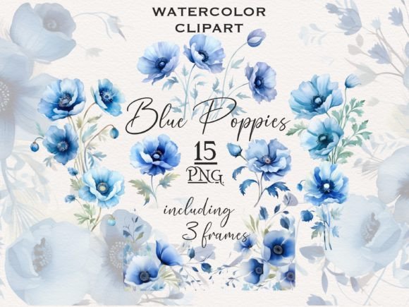 Download Blue California Poppy Watercolor Clipart - Poppy watercolor Collection