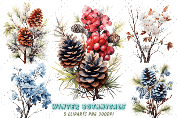 Download Winter Watercolor Botanicals Clipart - Botanical Collection