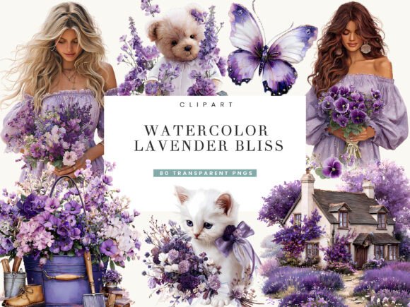 Download Watercolor Lavender Bliss Clipart - Watercolor lavender Collection