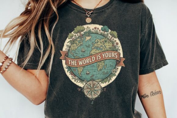 Download Vintage Globe Compass Botanical Design - Botanical Collection