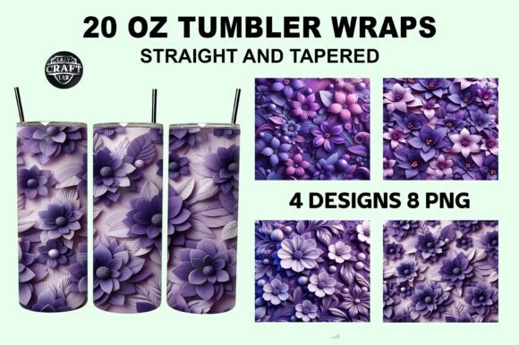 Download 3D Violet Flowers Tumbler Wrap 20oz PNG - Violet flowers Collection