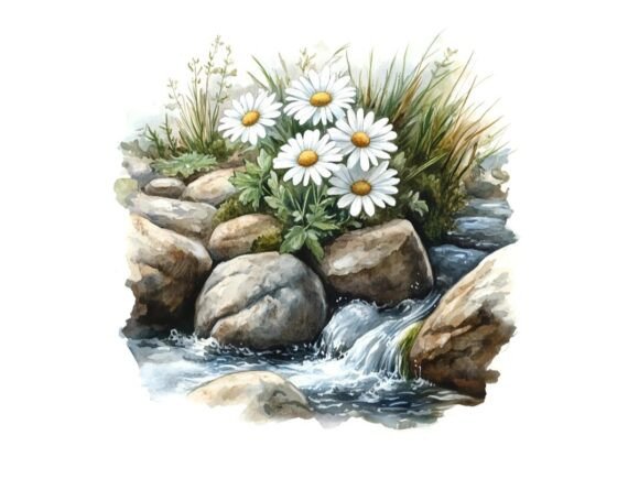 Download 10 White Daisies River Floral Clipart - Daisies Collection