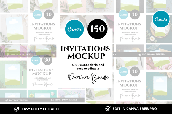Download 150 Invitation Canva Mockup Bundle - Invitation Collection
