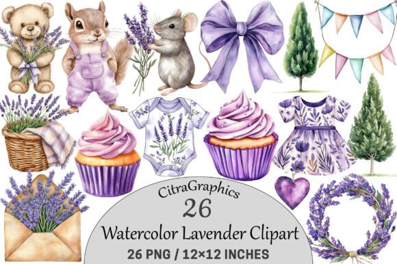 Download Watercolor Lavender Clipart. - Watercolor lavender Collection