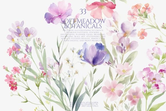 Download Soft Meadow Botanicals Clipart Set - Botanical Collection
