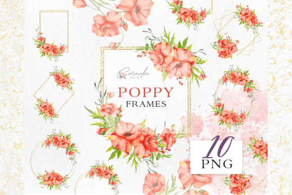 Download Poppy Watercolor Clipart, Floral Frames - Premium Resources