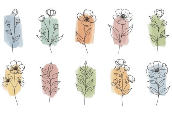 Download Minimal Pastel Floral Illustration Set - Illustration Collection