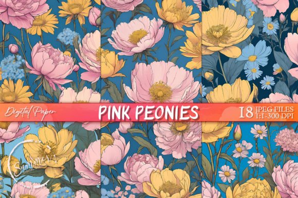 Download Pink Peonies and Yellow Daisies Paper - Daisies Collection