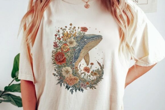 Download Watercolor Whale Botanical Bloom Png - Botanical Collection