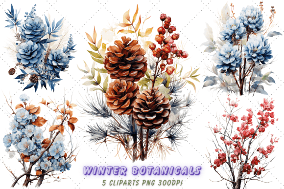 Download Watercolor Botanicals Clipart | Winter - Botanical Collection