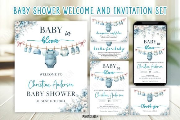 Download Boy Baby Shower Invitation Bundle Set - Invitation Collection