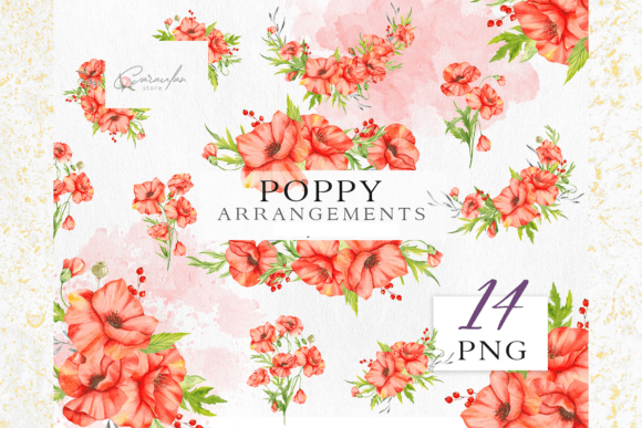 Download Poppy Watercolor Clipart, Poppy Bouquets - Premium Resources