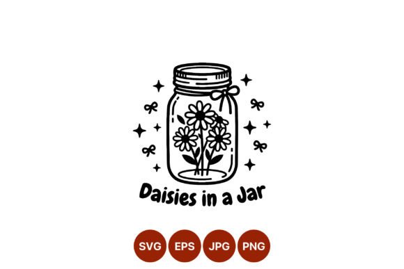 Download Daisies in Jar Line Art Vector - Daisies Collection